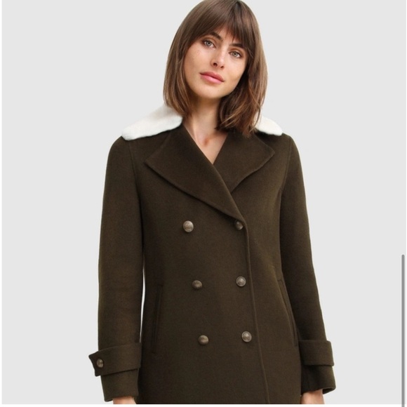 Belle & Bloom Liberty Sherpa Collar Wool Blend Military Coat NEW - Picture 9 of 13